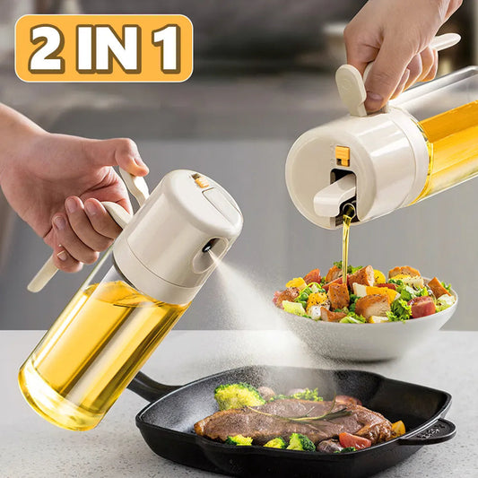 2 In 1 Oil Sprayer Bottle BBQ Cooking Oil Dispenser Olive Oil Pourers