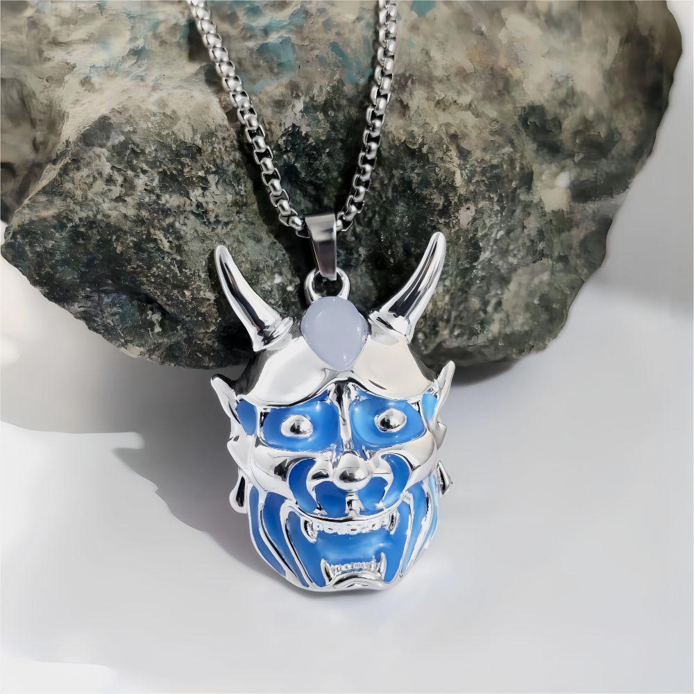 Men's Ghost Mask Luminous Pendant Titanium Steel Necklace Halloween