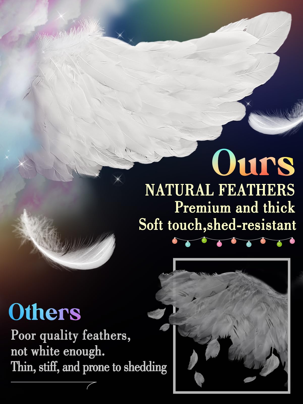 Halloween LED Angel Wings and Halo, Light Up Angel Halo White Fairy