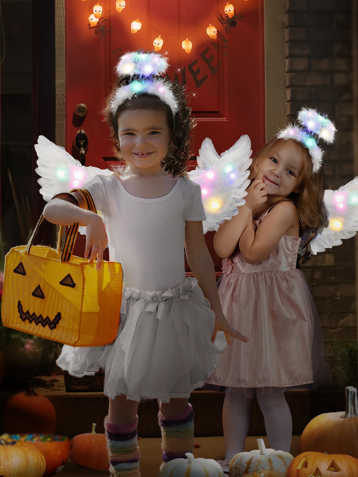 Halloween LED Angel Wings and Halo, Light Up Angel Halo White Fairy