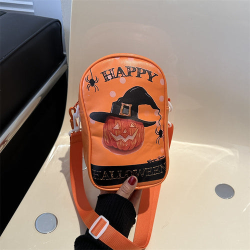 Halloween Graffiti Phone Bag Girls Funny Cartoon Pumpkin Ghost Bat