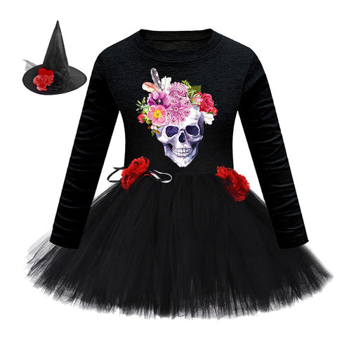 Arrival Girls’ Halloween Costume: Long Sleeves Cartoon Printed Witches