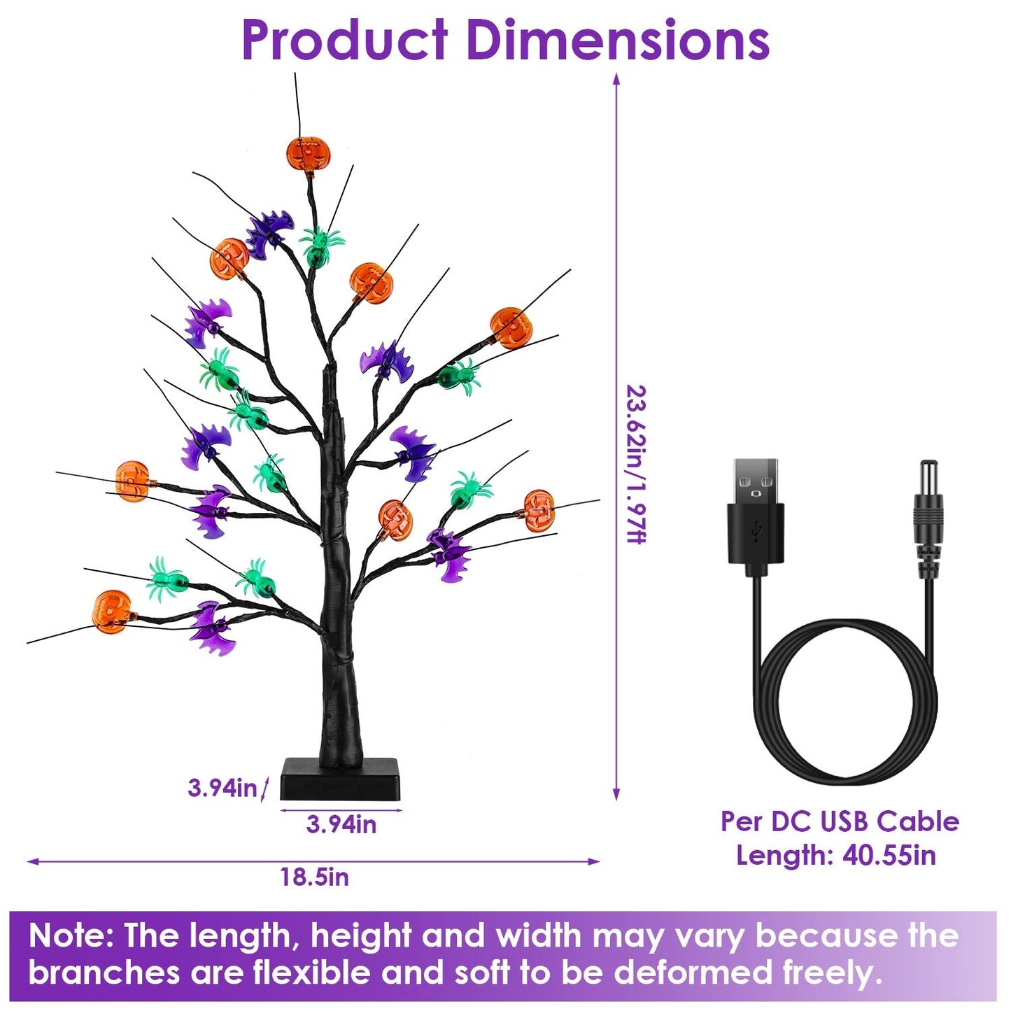 2Pack 1.97FT Lighted Halloween Trees Halloween Indoor Decorations