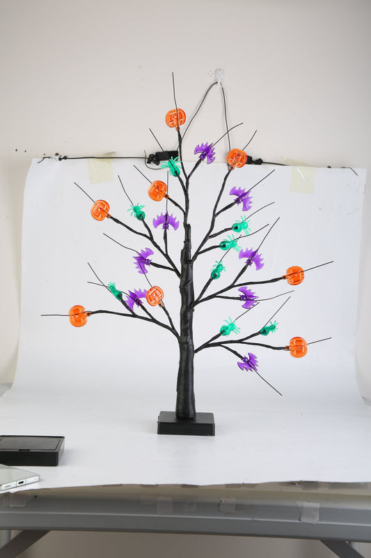 2Pack 1.97FT Lighted Halloween Trees Halloween Indoor Decorations