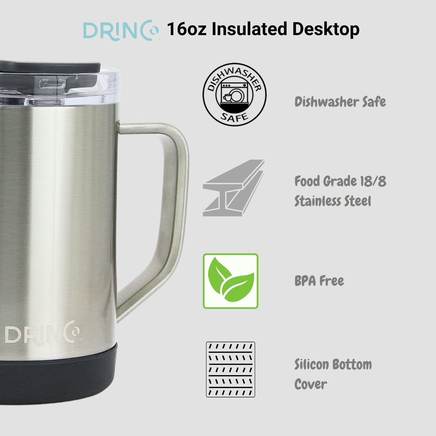 DRINCO® 16 oz Coffee Mug Vacuum Insulated Camping Mug Double Wall