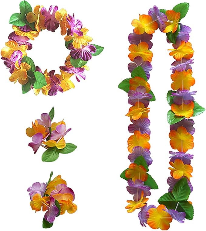 1-Piece Hawaiian Lei Set – Tropical Party Accessories | Incl Flower