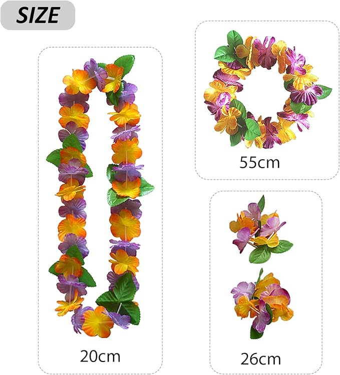 1-Piece Hawaiian Lei Set – Tropical Party Accessories | Incl Flower