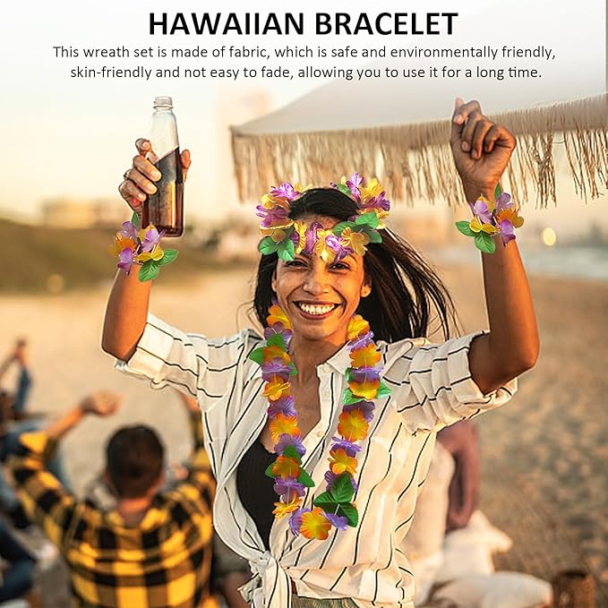 1-Piece Hawaiian Lei Set – Tropical Party Accessories | Incl Flower
