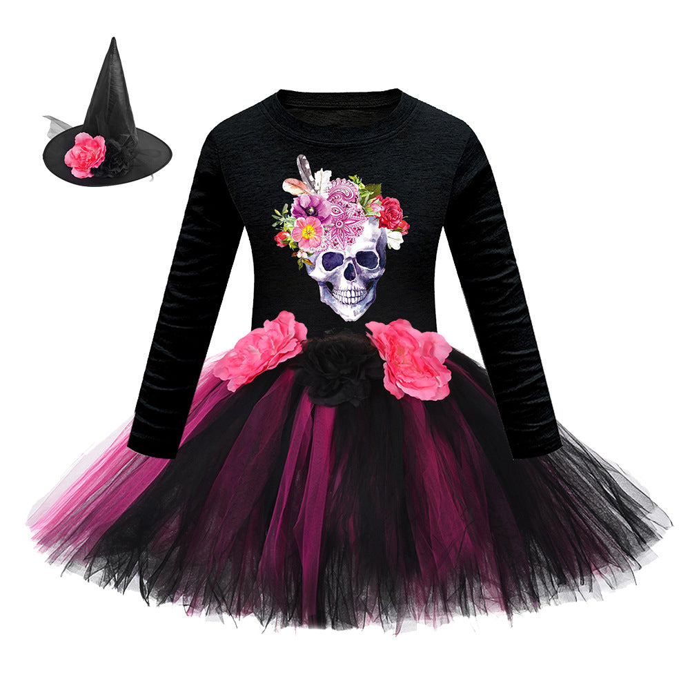 Arrival Girls’ Halloween Costume: Long Sleeves Cartoon Printed Witches