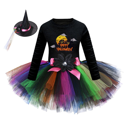 Arrival Girls’ Halloween Costume: Long Sleeves Cartoon Printed Witches